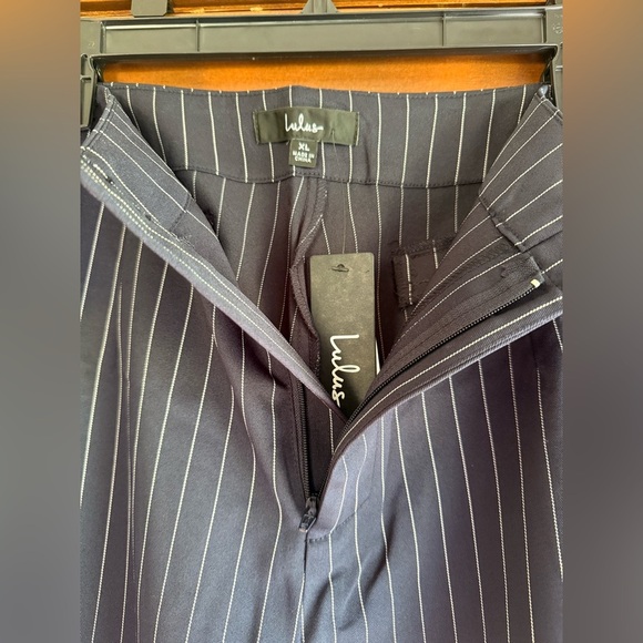 Lulus Confident Appeal Navy Blue Pinstripe High-Rise Pants - Picture 5 of 7